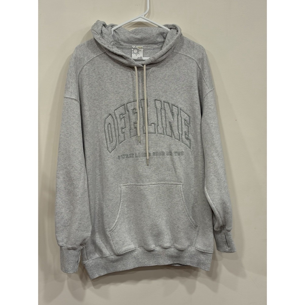 Heather Gray Oversized Pullover Hoodie Athleisure Lounge Gymcore Casual Cozy S